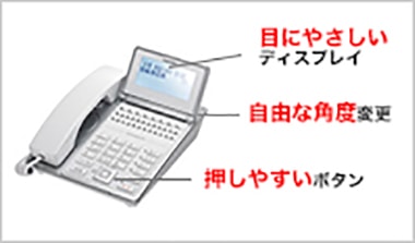 目にもやさしいディスプレイ 自由な角度変更 押しやすいボタン